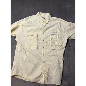 Hook & Tackle Shirt‎ Men Large Fishing Gear Boating Yellow Vented Cargo S S